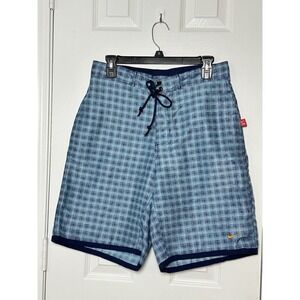 Nike Beach VB Volleyball Shorts Trunks Men's Size 30 X 9.5 Blue Plaid
